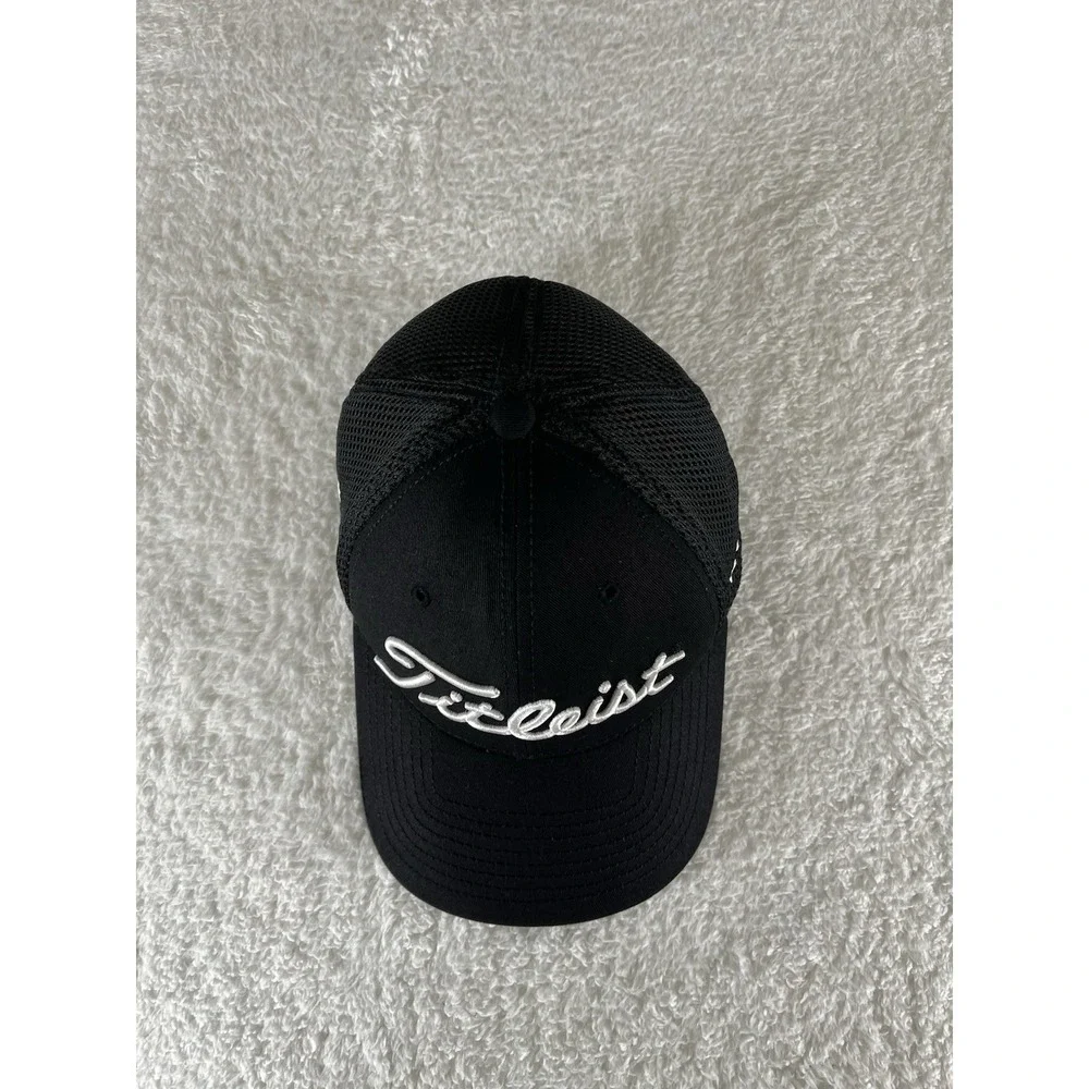 New Era Titleist Footjoy‎ Pro V1 Black Fitted Golf Hat Ball Cap Stretch M/L